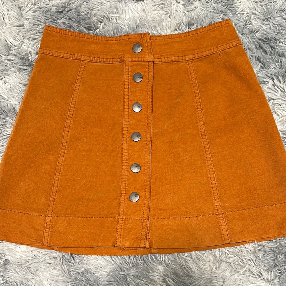 Madewell Orange Button-Front Skirt